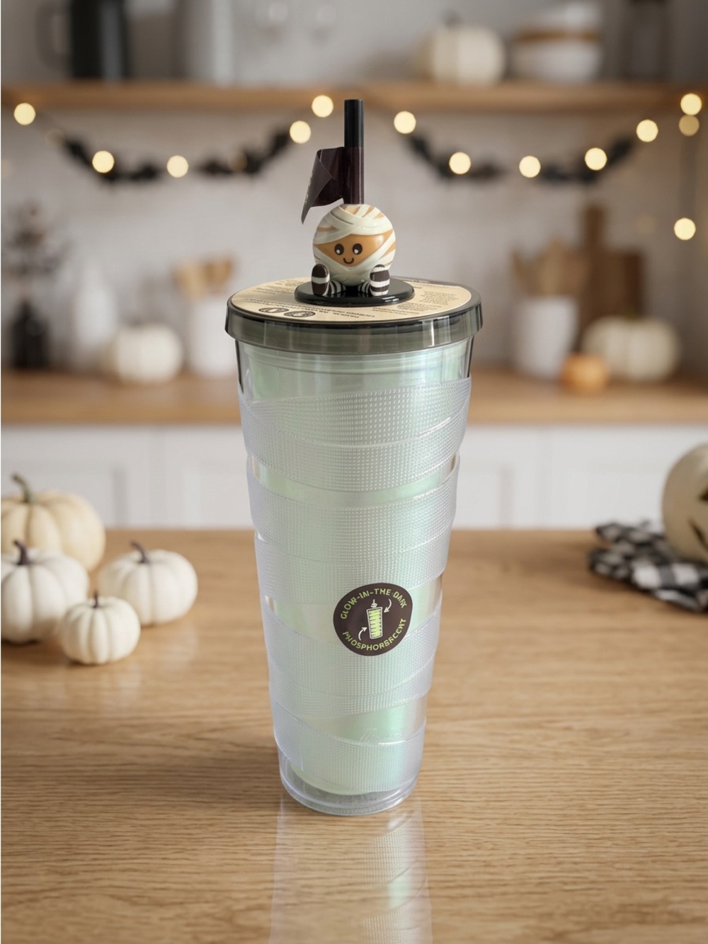 Tim Horton's 2026  Timbits Mummy Glow In The Dark  Plastic Tumbler 24 oz NWT